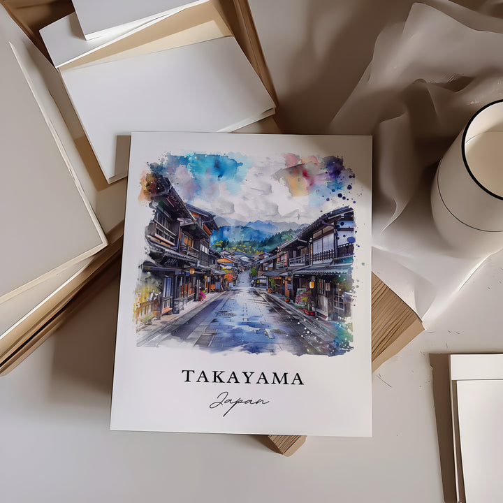 Takayama Wall Art, Takayama Japan Print, Gifu Japan Watercolor, Takayama Gift,