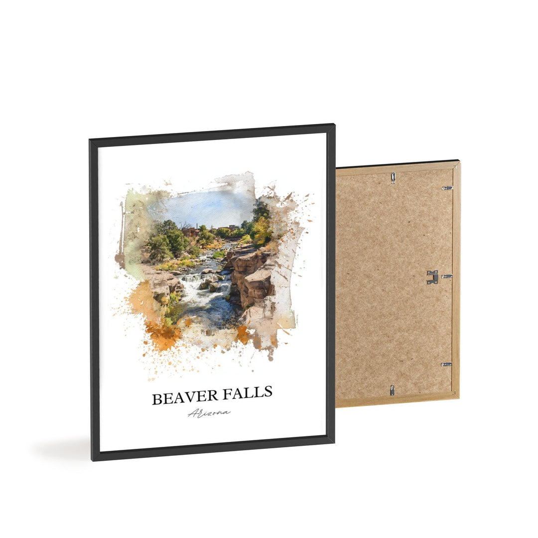 Beaver Falls Wall Art, Supai Print, Arizona Watercolor Art, Beaver Falls AZ Gift, Travel Print, Travel Poster, Housewarming Gift