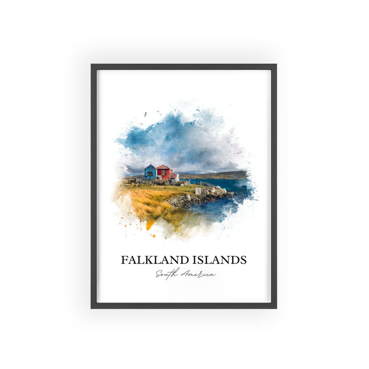 Falkland Islands Art, Islas Malvinas Print, Falkland Watercolor Art, Falkland Islands Gift, Travel Print, Travel Poster, Housewarming Gift