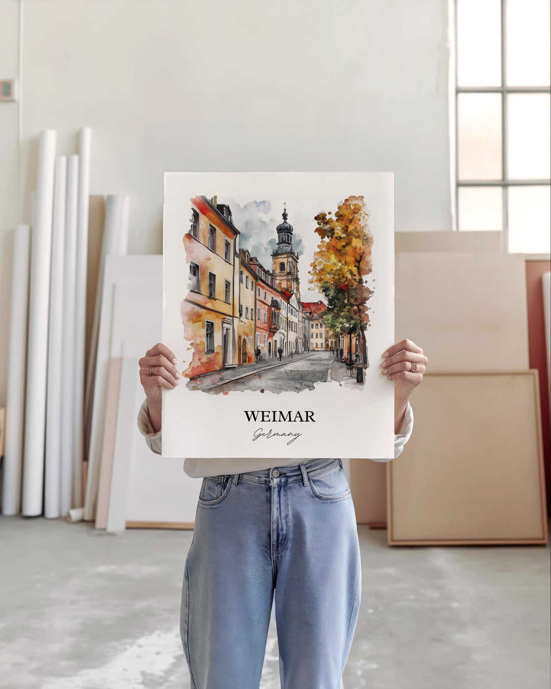 Weimar Germany Wall Art, Weimar Print, Germany Watercolor Art, Thuringia Gift, Travel Print, Travel Poster, Housewarming Gift