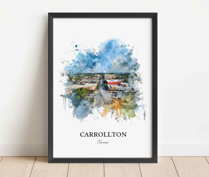 Carrollton, Texas – Watercolor Art Print