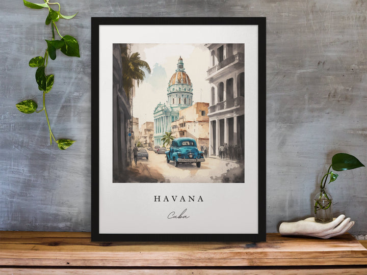 Havana traditional travel art - Cuba, Havana poster, Wedding gift, Birthday present, Custom Text, Personalised Gift