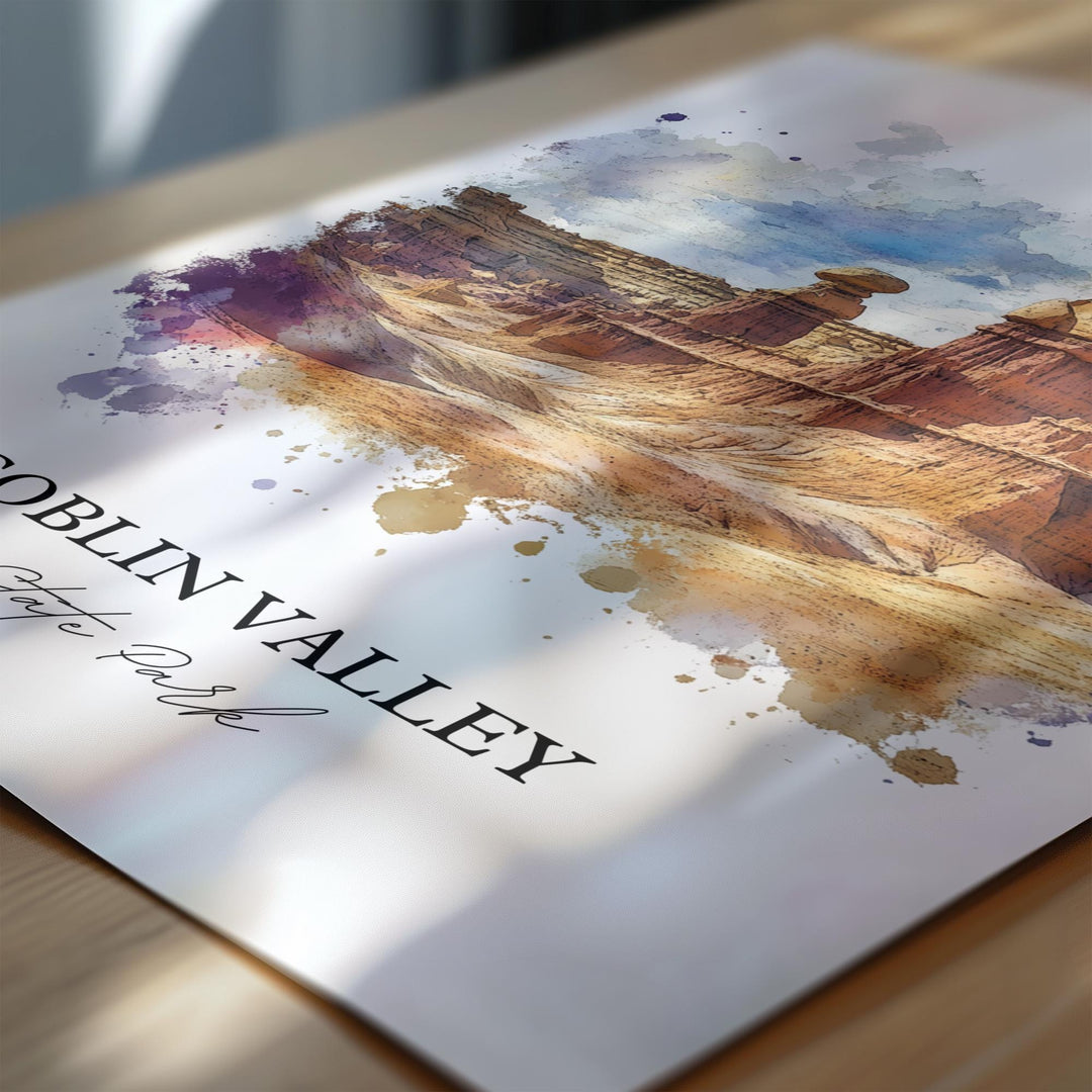 Goblin Valley State Park Art, Emery County Print, Utah Watercolor, Goblin Valley Park Gift, Travel Print, Travel Poster, Housewarming Gift