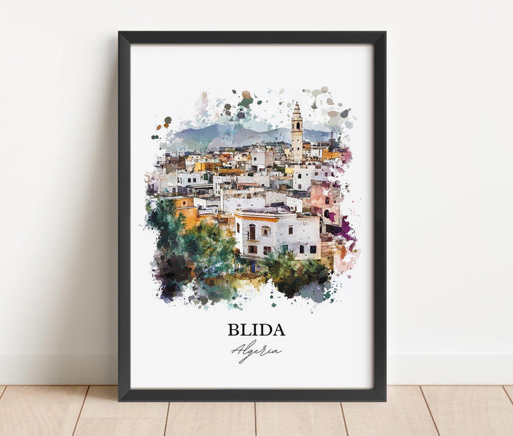 Blida Algeria Wall Art, Algiers Print, Algeria Watercolor Art, Blida Algeria Gift, Travel Print, Travel Poster, Housewarming Gift