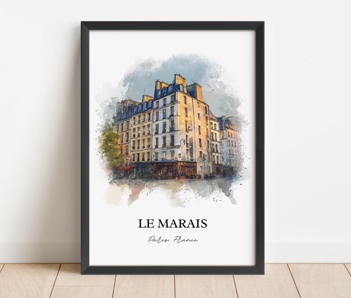 Le Marais, France – Watercolor Art Print