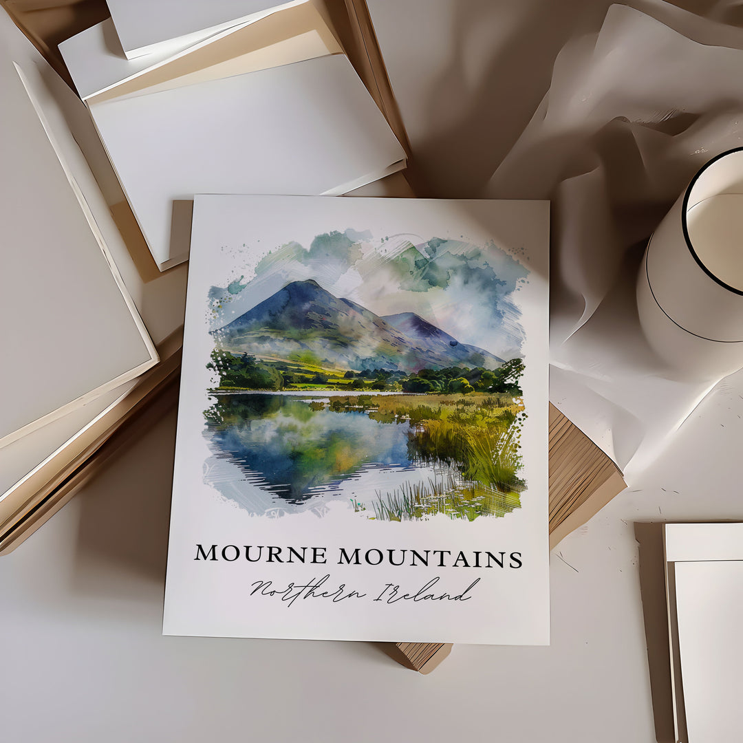 Mourne Mountains Wall Art, Mourne Mountains Print, Northern Ireland Watercolor, Mournes Gift,