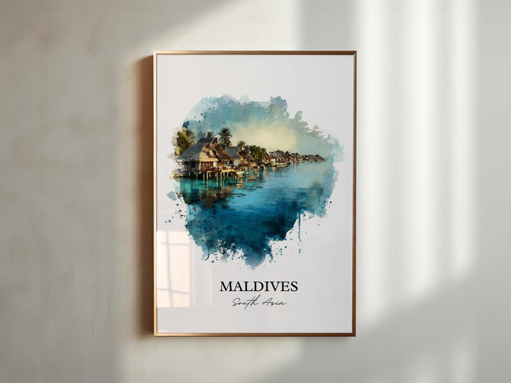 Maldives Wall Art, Maldives Print, Maldives Watercolor Art, Maldives Gift, Travel Print, Travel Poster, Housewarming Gift