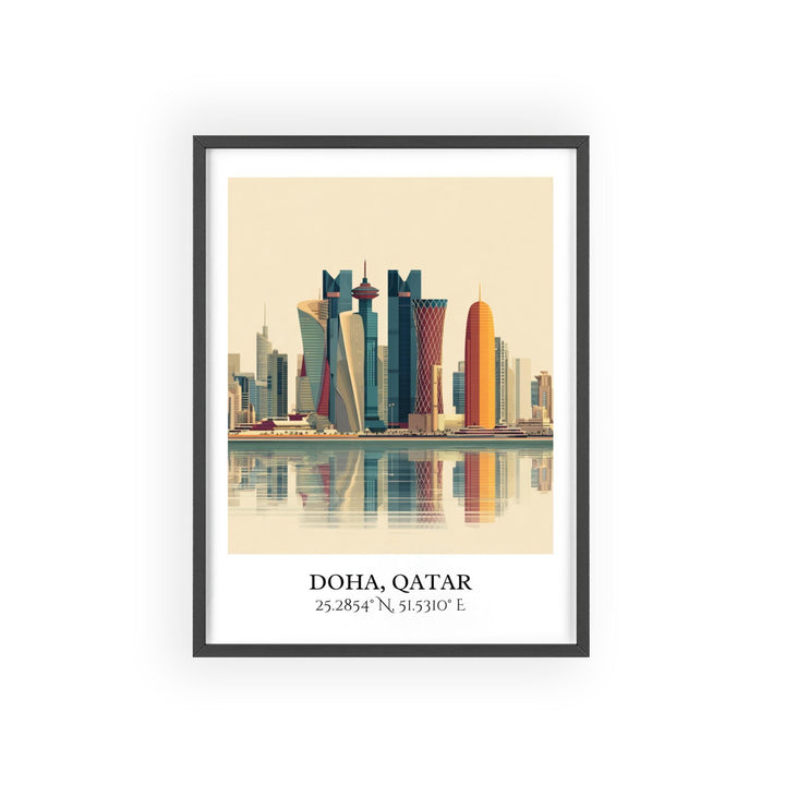 Doha Qatar Art, Qatar Retro Travel Art, Qatar Home Decor, Doha Gift, Qatar Travel Art, Travel Prints, Housewarming Gift