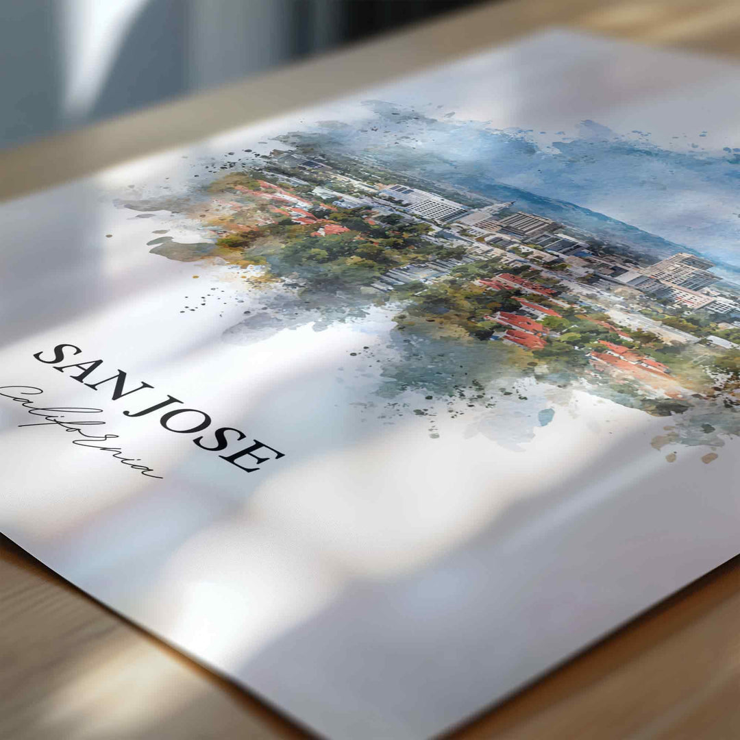 San Jose, CA – Watercolor Art Print