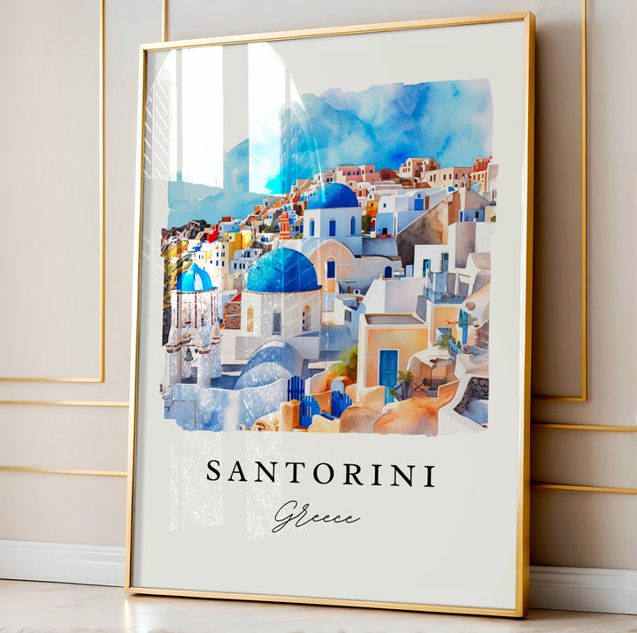 Santorini Greece wall art - Greece, Santorini print, Santorini Wedding gift, Santorini Birthday present, Custom Text, Perfect Gift