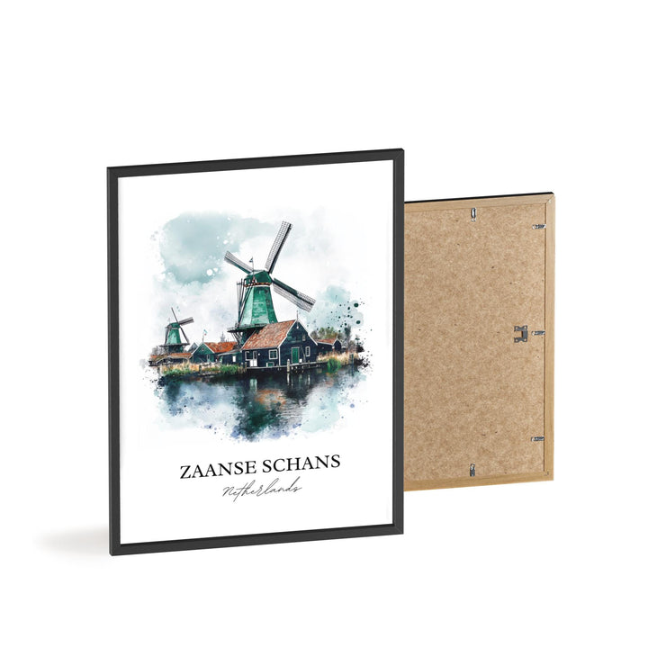 Zaanse Schans Wall Art, Zaandam Print, Netherlands Watercolor Art, Zaanse Schans Gift, Travel Print, Travel Poster, Housewarming Gift
