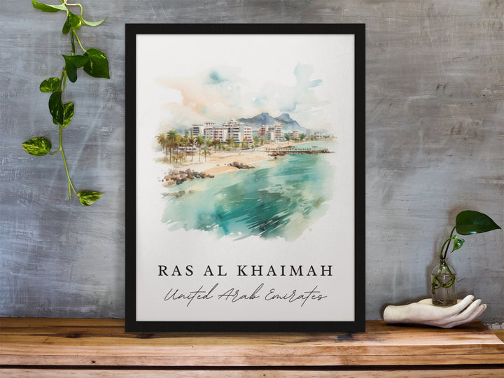 Ras Al Khaimah traditional travel art - United Arab Emirates, Ras Al Khaimah poster, Wedding gift, Birthday present, Personalized Gift