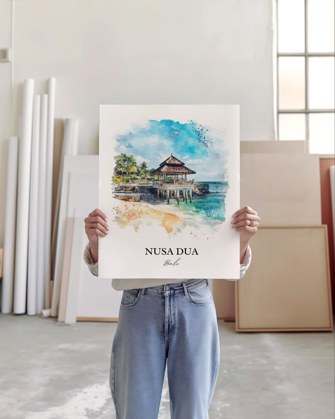 Nusa Dua Wall Art, Bali Beach Print, Bali Watercolor Art, Nusa Dua Bali Gift, Travel Print, Travel Poster, Housewarming Gift