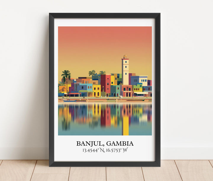 Banjul Art, Banjul Retro Travel Art, Banjul Gambia Home Decor, Gambia Gift, Gambia Travel Art, Travel Prints, Housewarming Gift