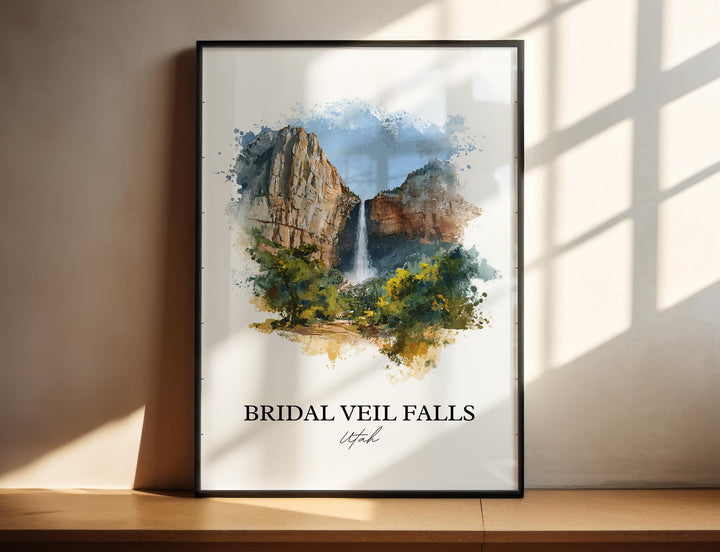 Bridal Veil Falls Wall Art, Provo Canyon Print, Utah Watercolor Art, Bridal Veil Falls Gift, Travel Print, Travel Poster, Housewarming Gift