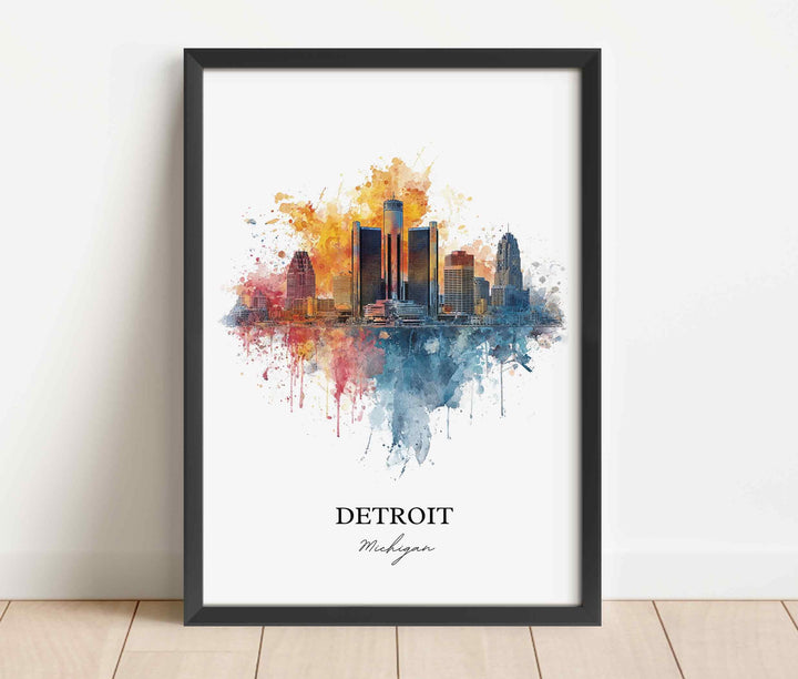 Detroit, MI – Watercolor Art Print