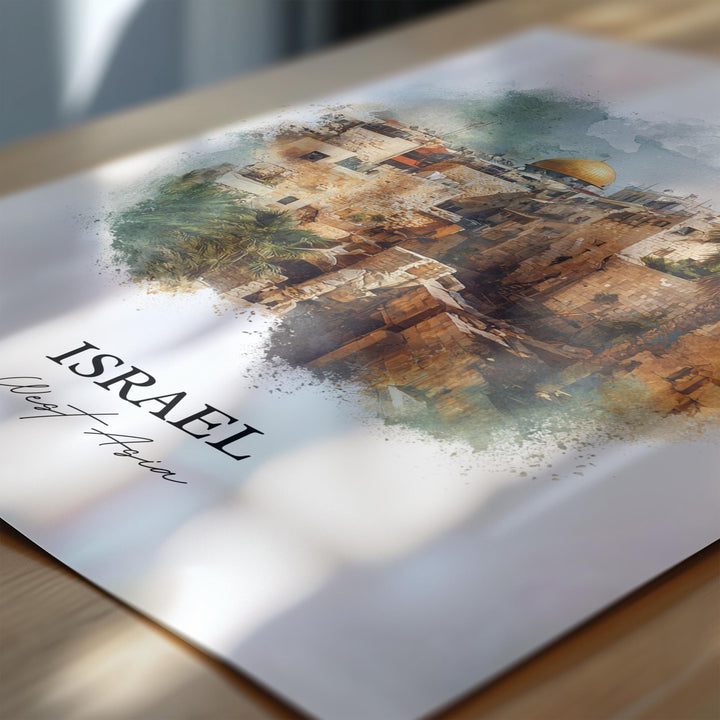 Israel Wall Art, Israel Print, Israel Watercolor Art, Israel Country Gift, Travel Print, Travel Poster, Housewarming Gift