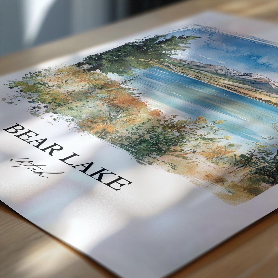 Bear Lake Wall Art, Bear Lake UT Print, Utah Watercolor Art, Bear Lake Utah Gift, Travel Print, Travel Poster, Housewarming Gift