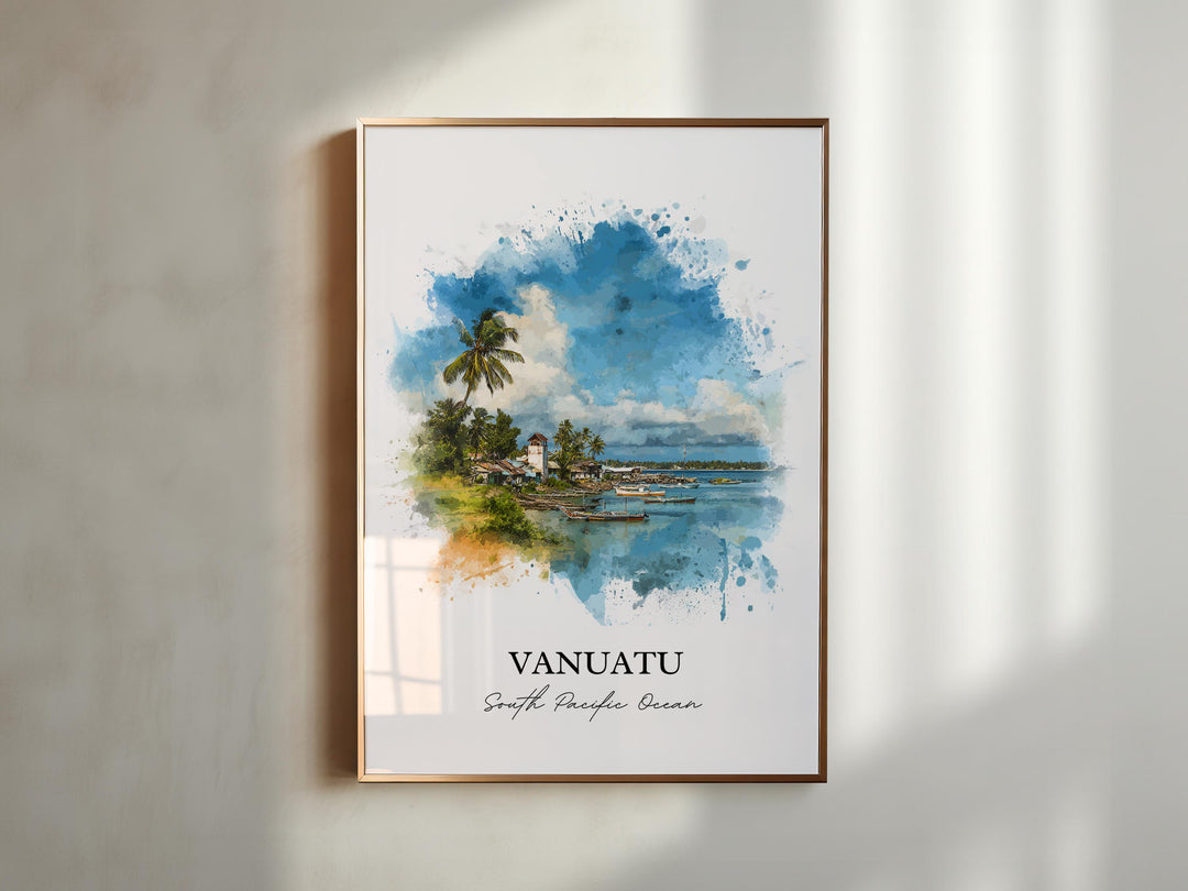 Vanuatu Wall Art, Vanuatu Print, Vanuatu Watercolor Art, Vanuatu Island Gift, Travel Print, Travel Poster, Housewarming Gift