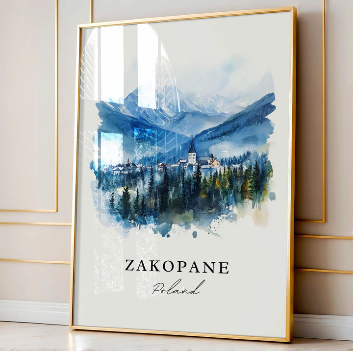 Zakopane Wall Art, Zakopane Poland Print, Tatras Mountains Watercolor Art, Zakopane Gift,