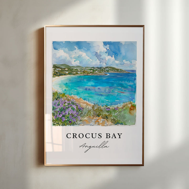 Crocus Bay Art, Anguilla Print, Anguilla Watercolor, Anguilla Travel Gift,