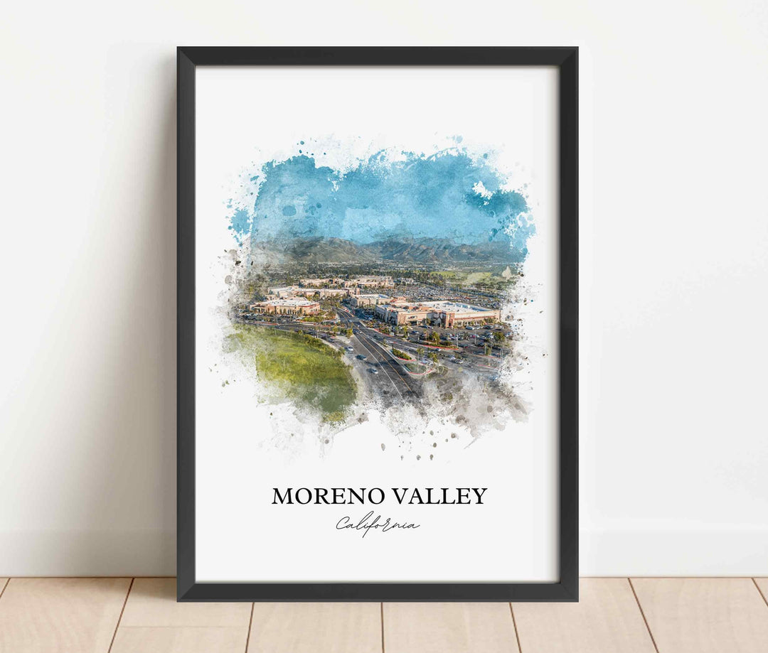Moreno Valley Art, Riverside County Print, San Bernardino Watercolor Art, Moreno Valley Gift, Travel Print, Travel Poster, Housewarming Gift