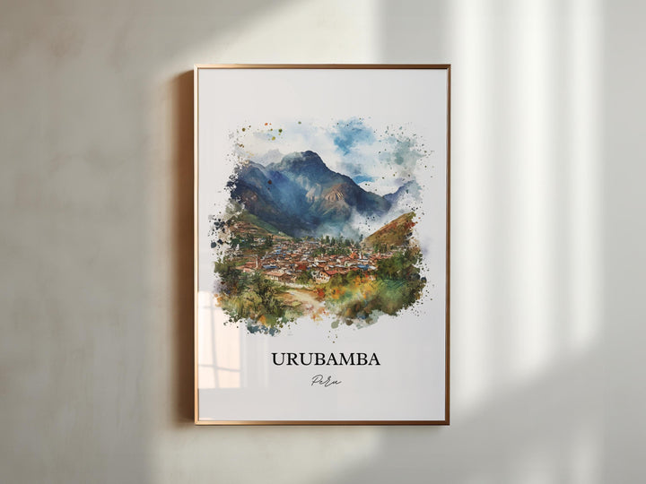 Urubamba Peru Wall Art, Sacred Valley Print, Peru Watercolor Art, Urubamba Peru Gift, Travel Print, Travel Poster, Housewarming Gift