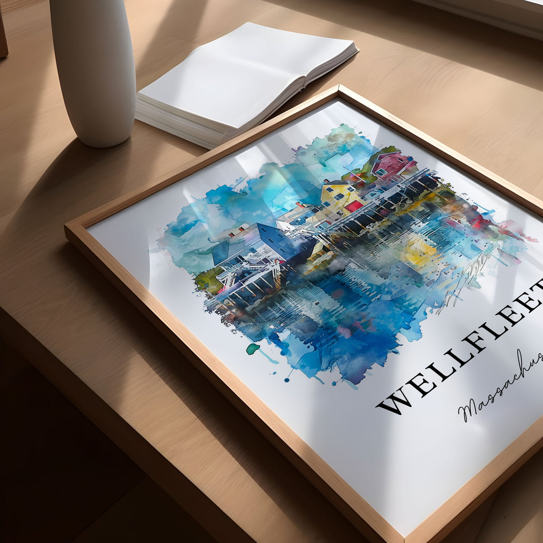 Wellfleet MA Wall Art, Cape Cod MA Print, Wellfleet Watercolor, Wellfleet Gift, Travel Poster, Housewarming Gift