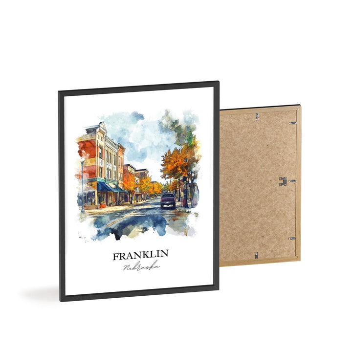 Franklin NE Wall Art, Franklin Nebraska Print, Nebraska Watercolor Art, Nebraska Gift, Travel Print, Travel Poster, Housewarming Gift