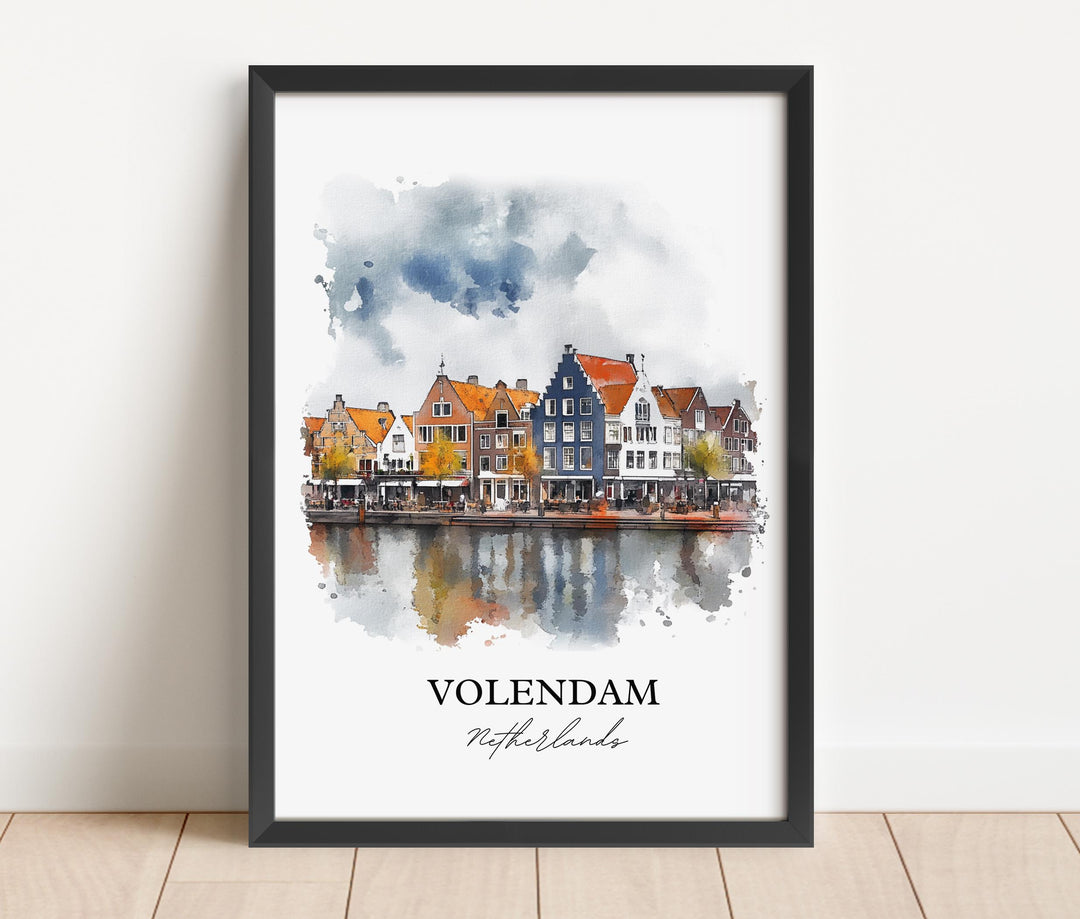 Volendam Wall Art, Dutch Print, Netherlands Watercolor Art, Volendam Gift, Travel Print, Travel Poster, Housewarming Gift