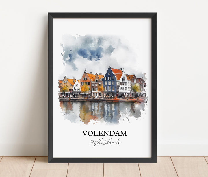 Volendam Wall Art, Dutch Print, Netherlands Watercolor Art, Volendam Gift, Travel Print, Travel Poster, Housewarming Gift