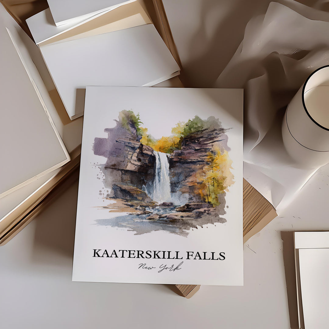 Kaaterskill Falls Wall Art, Catskills Print, New York Watercolor Art, Palenville NY Gift, Travel Print, Travel Poster, Housewarming Gift