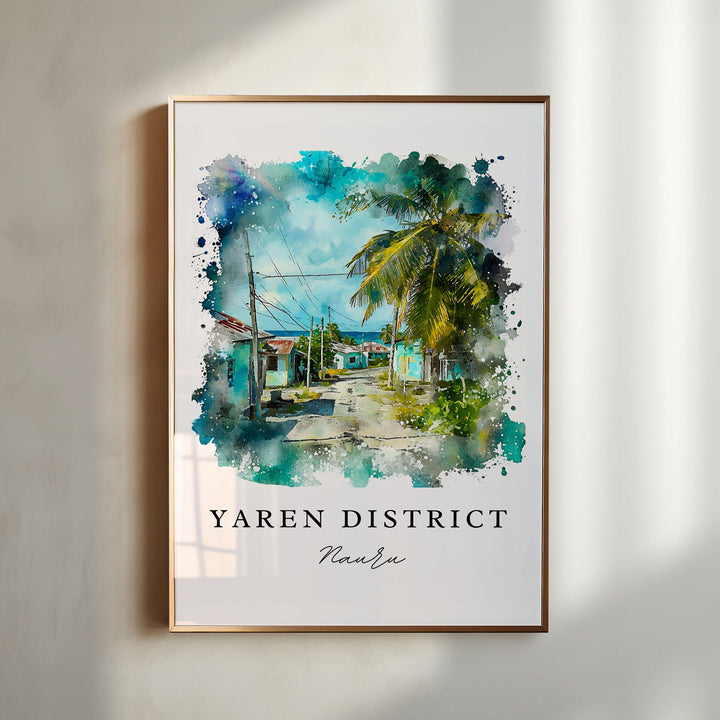 Yaren District watercolor travel art - Nauru, Yaren District print, Wedding gift, Birthday present, Custom Text, Perfect Gift