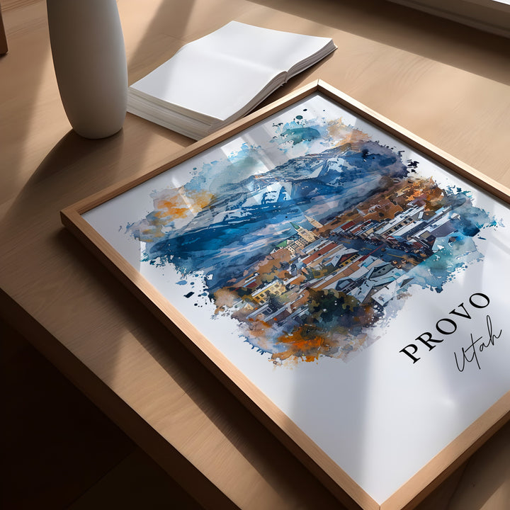 Provo Utah Wall Art, Provo UT Print, Provo Watercolor, Provo Utah Gift,