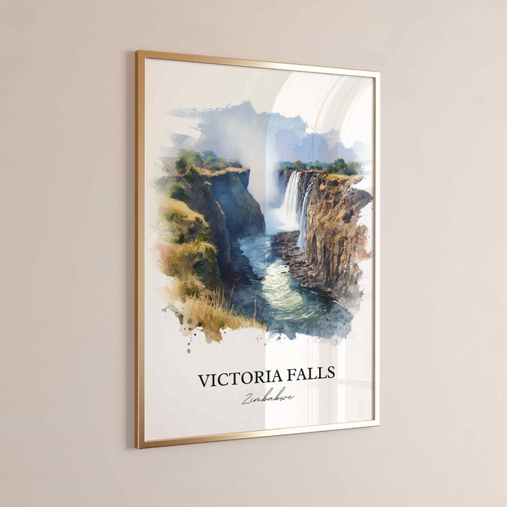Victoria Falls, Zimbabwe – Watercolor Art Print
