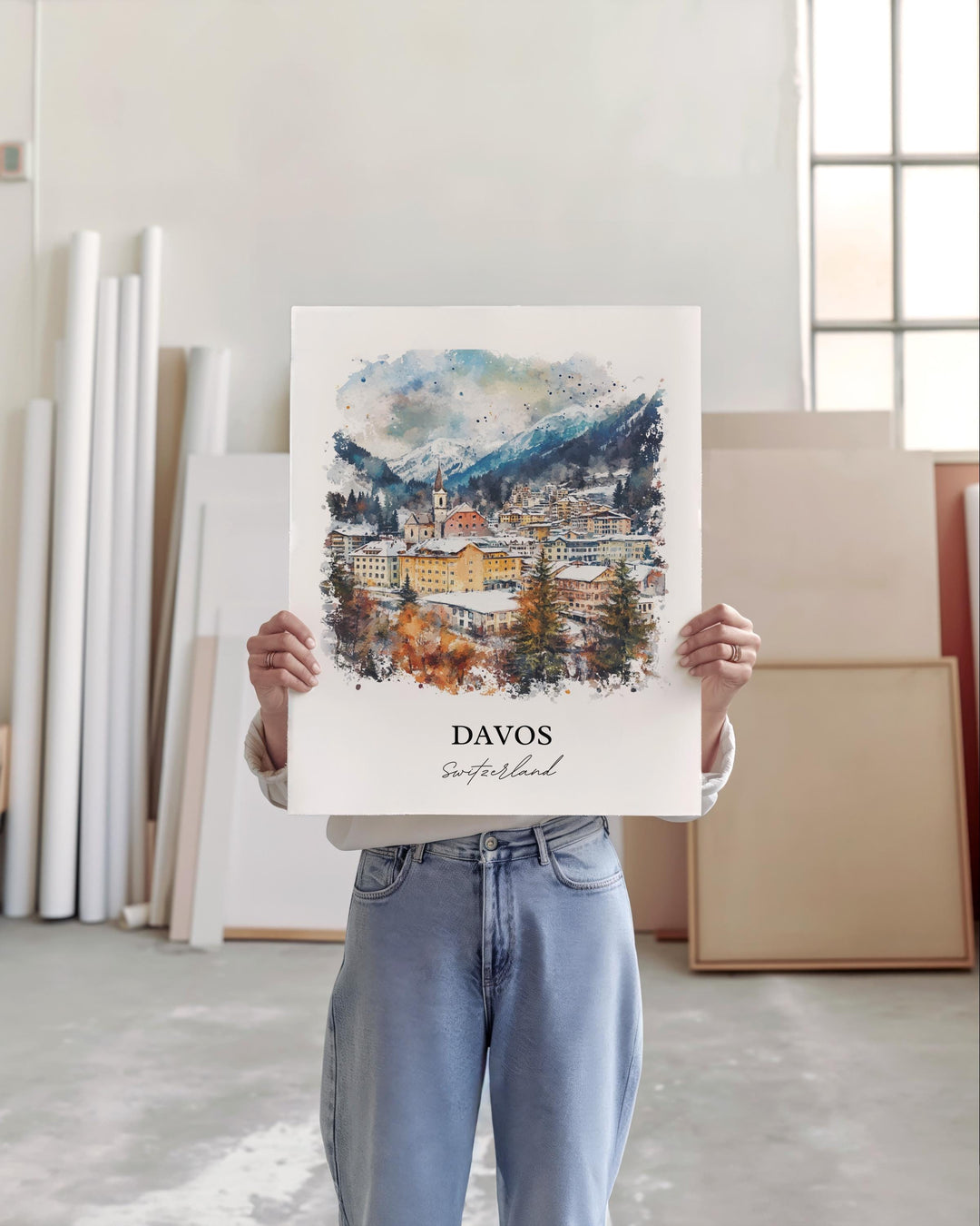 Davos Travel Print Wall Art Davos Wall Hanging Home Décor Davos Gift Art Lovers Switzerland Art Lover Gift Davos Poster