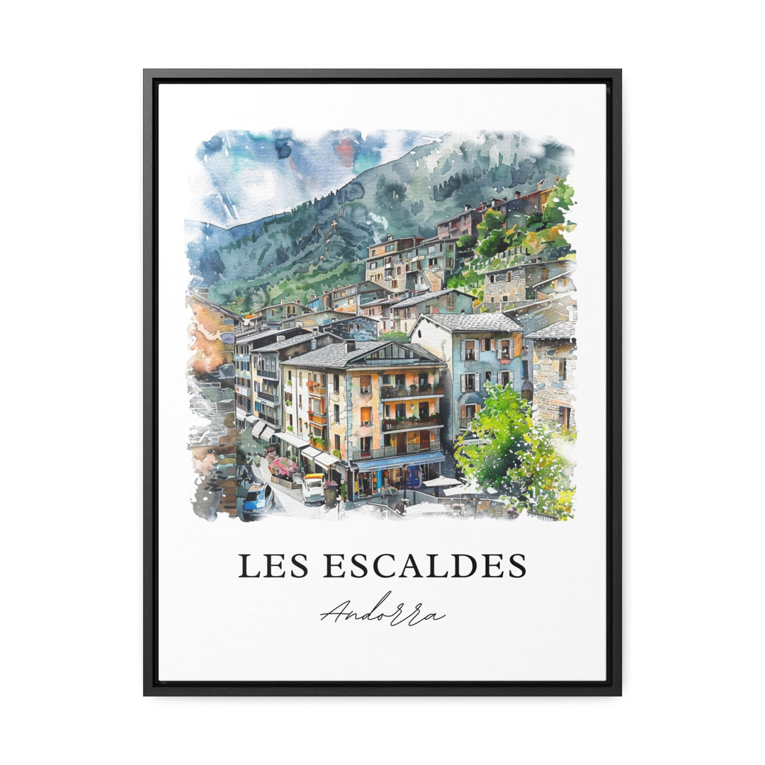 Les Escaldes Wall Art, Andorra Print, Les Escaldes Watercolor, Les Escaldes Andorra Gift,