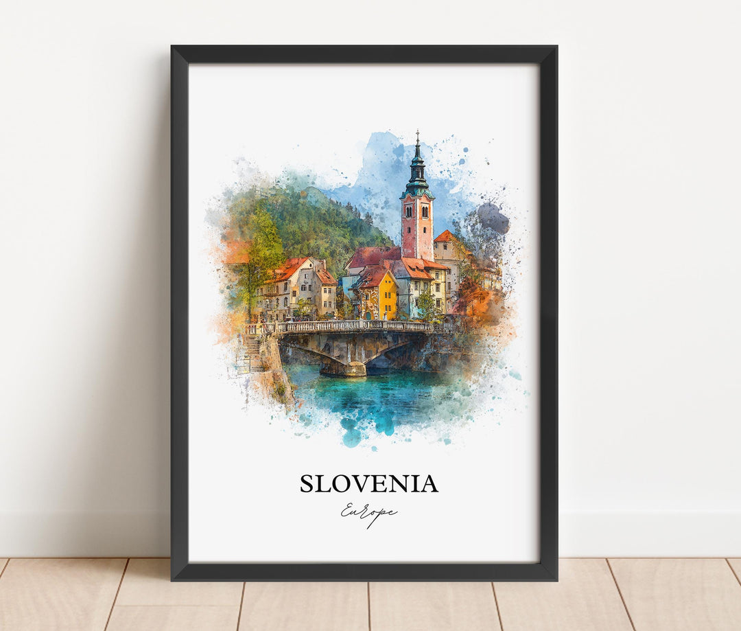 Slovenia Wall Art, Slovenia Print, Slovenia Watercolor Art, Slovenian Gift, Travel Print, Travel Poster, Housewarming Gift
