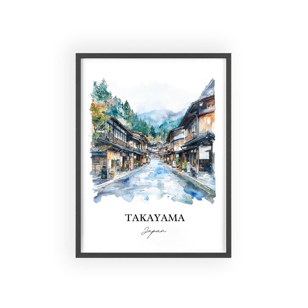 Takayama Wall Art, Takayama Japan Print, Gifu Prefecture Watercolor Art, Takayama Gift, Travel Print, Travel Poster, Housewarming Gift