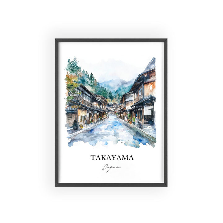 Takayama Wall Art, Takayama Japan Print, Gifu Prefecture Watercolor Art, Takayama Gift, Travel Print, Travel Poster, Housewarming Gift