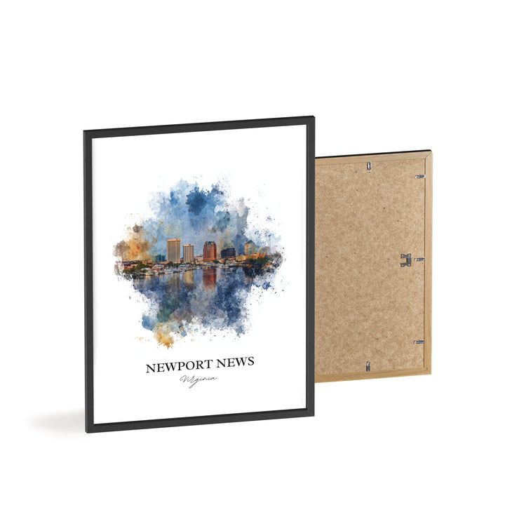 Newport News Wall Art, Virginia Print, Newport News Watercolor Art, Norfolk VA Gift, Travel Print, Travel Poster, Housewarming Gift