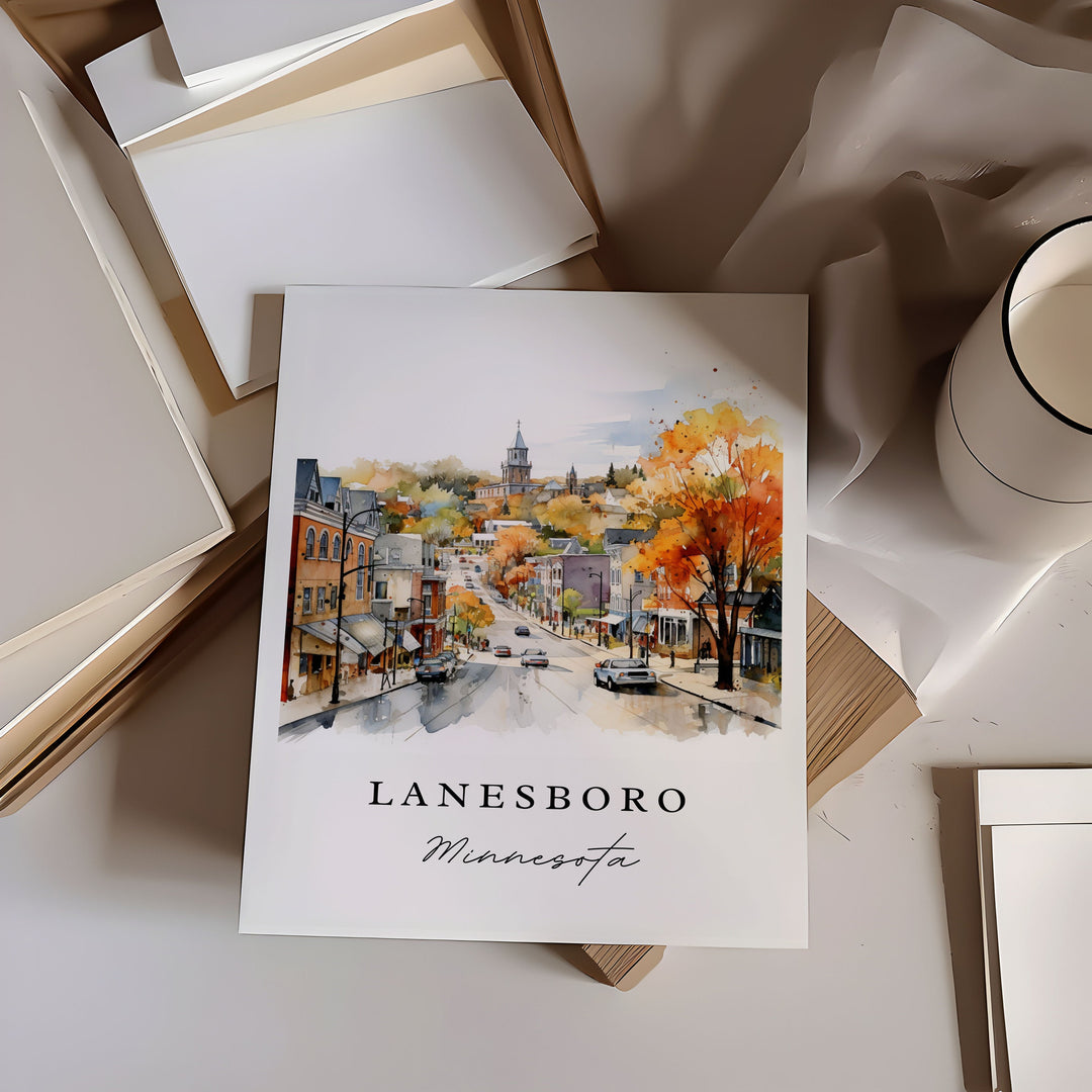 Lanesboro MN wall art - Minnesota, Lanesboro poster print, Lanesboro Wedding gift, Birthday present, Custom Text, Perfect Gift