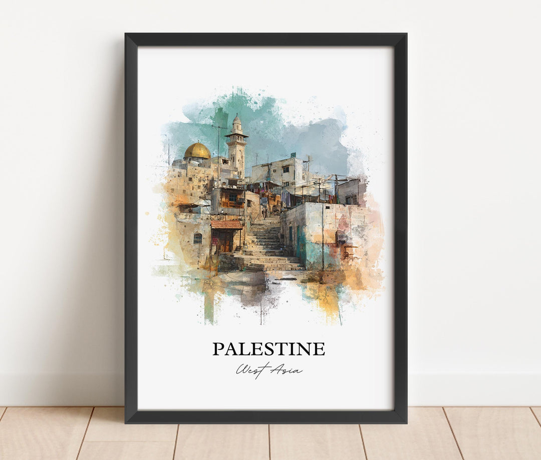 Palestine Wall Art, Palestine Print, Palestine Watercolor Art, Palestine Gift, Travel Print, Travel Poster, Housewarming Gift