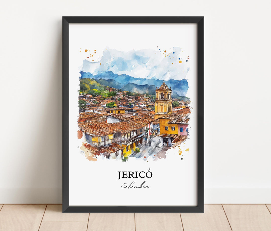 Jericó Colombia Wall Art, Antioquia Print, Colombia Watercolor Art, Jericó Colombia Gift, Travel Print, Travel Poster, Housewarming Gift