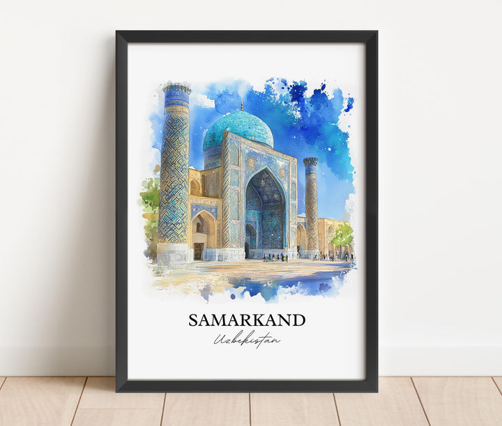 Samarkand Wall Art, Uzbekistan Print, Uzbekistan Watercolor Art, Samarkand Gift, Travel Print, Travel Poster, Housewarming Gift