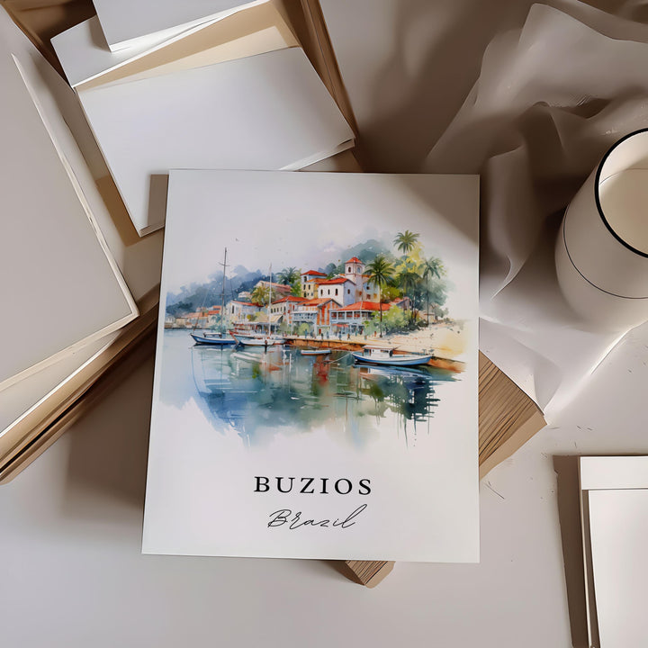 Buzios Brazil wall art - Brazil, Buzios poster, Armação dos Búzios gift, Birthday present, Custom Text, Personalized Gift