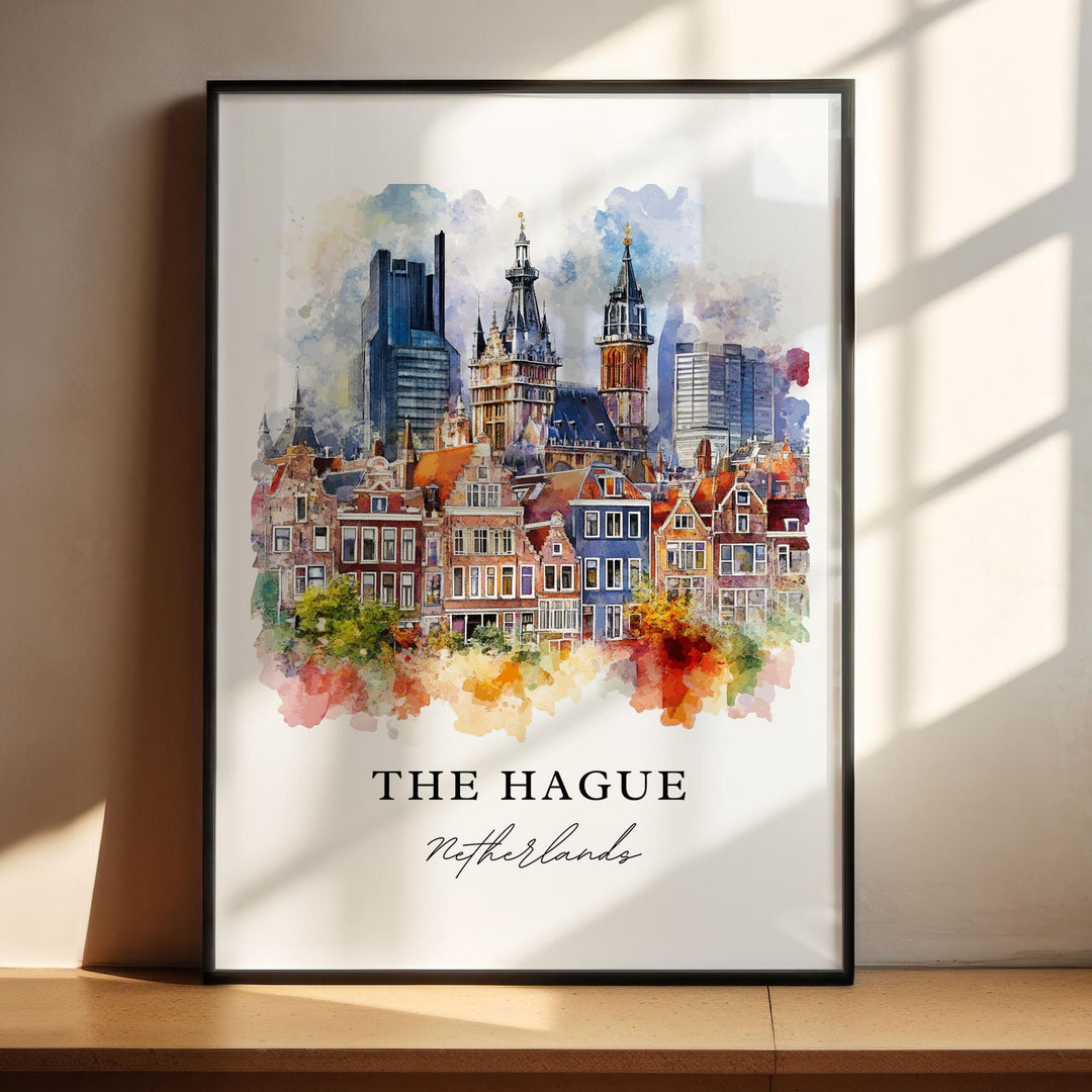 The Hague Wall Art, The Hague Print, The Hague Watercolor Art, The Hague Netherlands Gift,