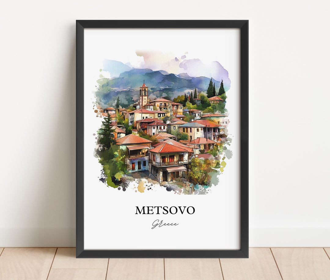 Metsovo Wall Art, Epirus Print, Greece Watercolor Art, Metsovo Greece Gift, Travel Print, Travel Poster, Housewarming Gift