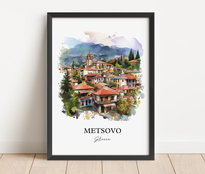 Metsovo Wall Art, Epirus Print, Greece Watercolor Art, Metsovo Greece Gift, Travel Print, Travel Poster, Housewarming Gift