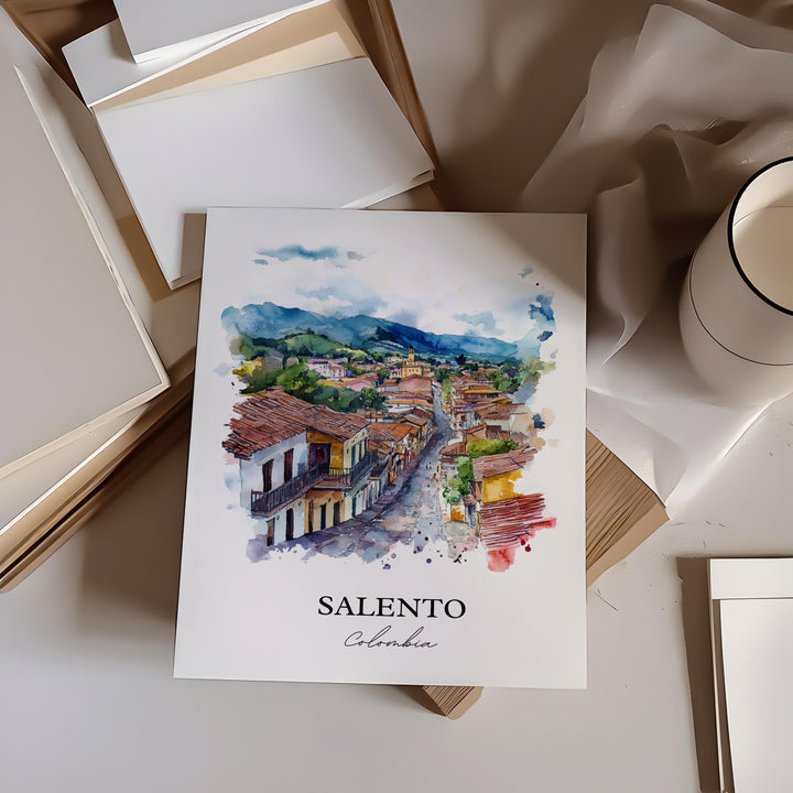 Salento Colombia Wall Art, Salento Print, Bogotá Watercolor Art, Salento Colombia Gift, Travel Print, Travel Poster, Housewarming Gift